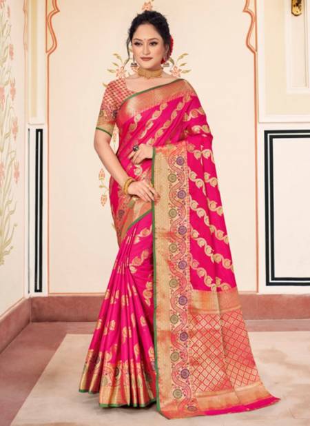 Pink SANGAM JUHI SILK Fancy Designer Festive Wear Banarasi Silk Saree Collection 1109